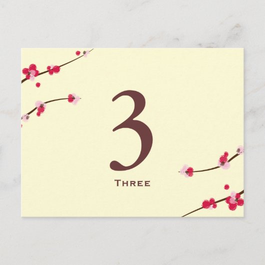 Cherry Blossom Tischnummer Card (Vorderseite)