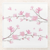 Cherry Blossom - transparent Glasuntersetzer (Vorderseite)