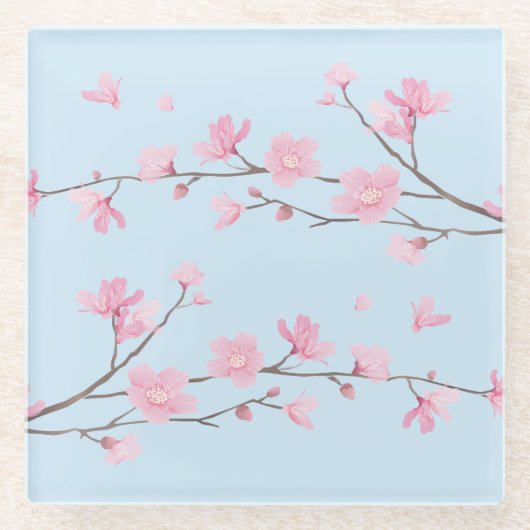 Cherry Blossom - transparent Glasuntersetzer (Vorderseite)