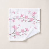 Cherry Blossom - Transparenter Hintergrund Badhandtuch Set (Waschlappen)