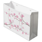 Cherry Blossom - Transparenter Hintergrund Große Geschenktüte (Vorderseite Schrägansicht)