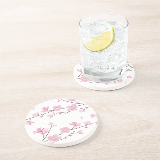 Cherry Blossom - Transparenter Hintergrund Sandstein Untersetzer (Seite)