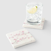 Cherry Blossom - Transparenter Hintergrund Steinuntersetzer (Seitenansicht)