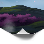 Cherry Blossom Tree Above Waterfalls Poster (Ecke)