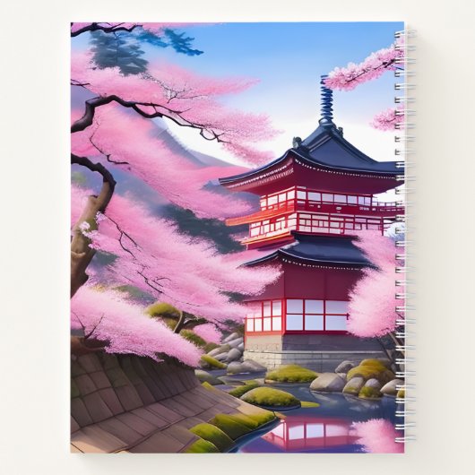 Cherry Blossom Tree and Temple | Name hinzufügen Notizblock (Rückseite)