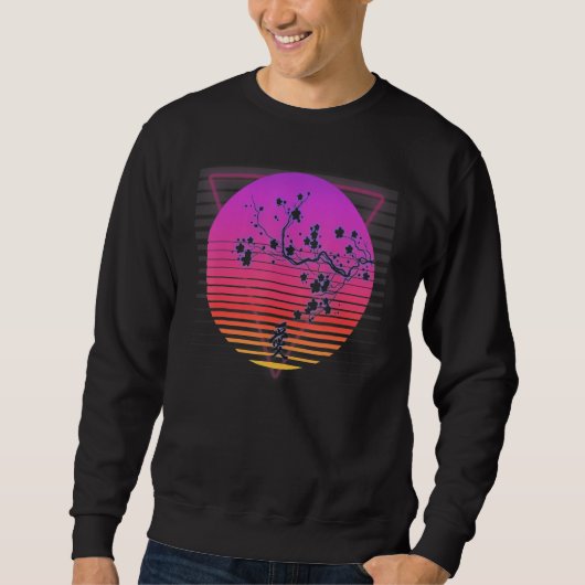 Cherry Blossom Tree Art Japanese Retro Vaporwave 8 Sweatshirt (Vorderseite)