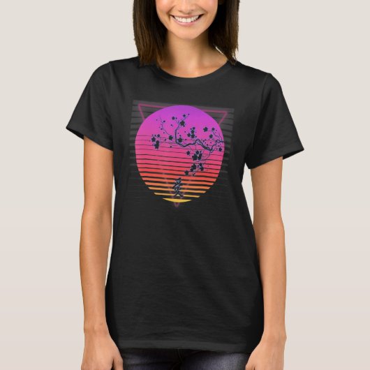 Cherry Blossom Tree Art Japanese Retro Vaporwave 8 T-Shirt (Vorderseite)