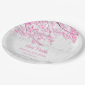 Cherry Blossom Tree Bark Brautparty Pappteller (Schrägansicht)