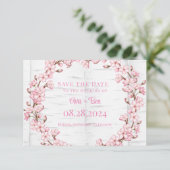 Cherry Blossom Tree Bark Save the Date Card Dankeskarte (Stehend Vorderseite)