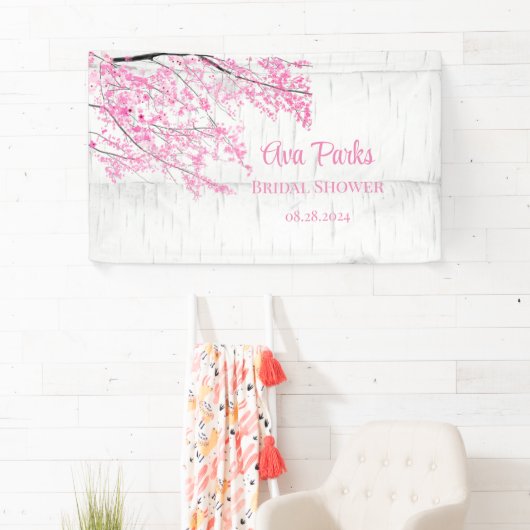 Cherry Blossom Tree Bark Wedding Banner (Insitu)