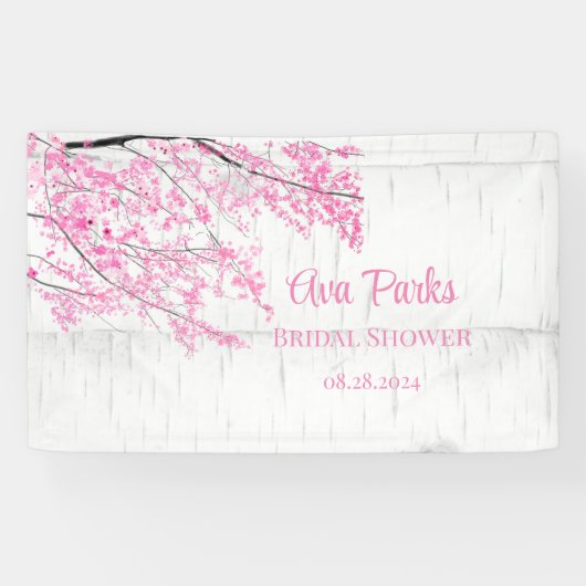 Cherry Blossom Tree Bark Wedding Banner (Horizontal)