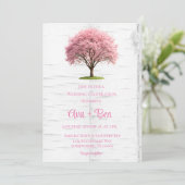Cherry Blossom Tree Bark Wedding Celebration Einladung (Stehend Vorderseite)