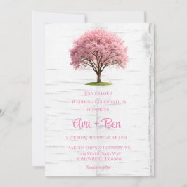 Cherry Blossom Tree Bark Wedding Celebration Einladung
