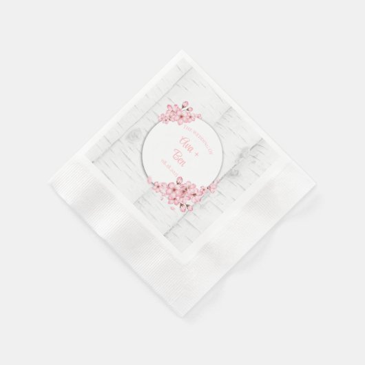 Cherry Blossom Tree Bark Wedding Serviette (Ecke)