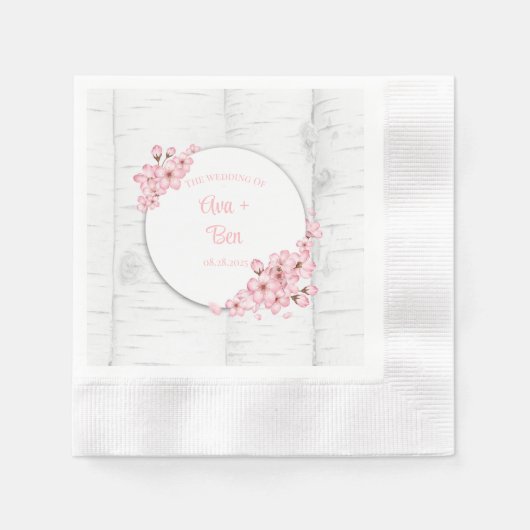 Cherry Blossom Tree Bark Wedding Serviette (Vorderseite)