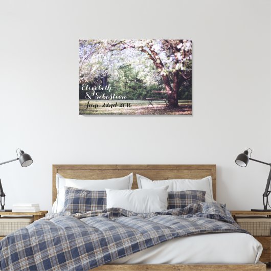 Cherry Blossom Tree Brie und Groom Personalisiert Leinwanddruck (Insitu (Schlafzimmer))