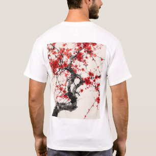 Cherry Blossom Tree Chinese Ink Painting T - Shirt