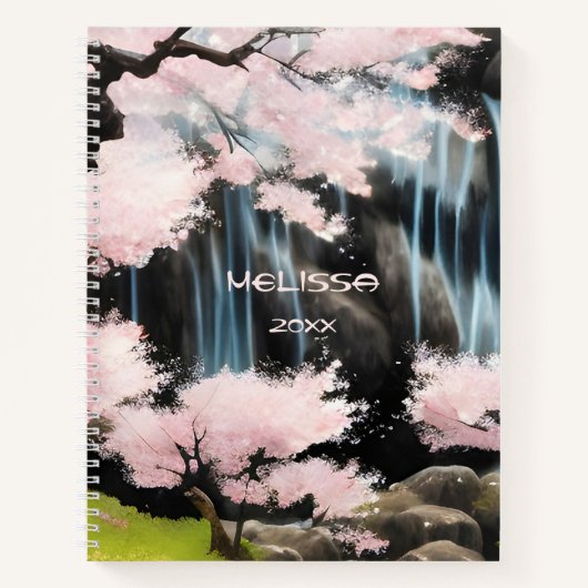 Cherry Blossom Tree Japanische Landschaft Notizblock (Vorderseite)