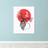 Cherry Blossom Tree mit japanischer Sonne Leinwanddruck (Insitu (Holzboden))