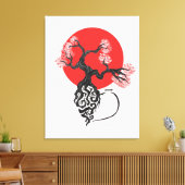 Cherry Blossom Tree mit japanischer Sonne Leinwanddruck (Insitu (Wohnzimmer))
