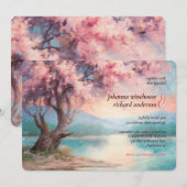 Cherry Blossom Tree nähe See Wedding Einladung (Vorne/Hinten)