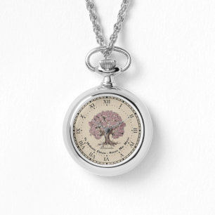 Cherry Blossom Tree of Life Latin Necklace Eatch Armbanduhr