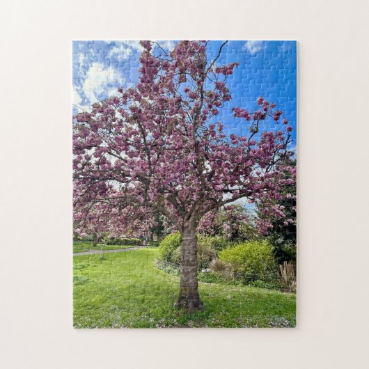 Cherry Blossom Tree Park Brighton Frühlingszeit Puzzle (Vertikal)