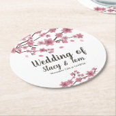 Cherry Blossom Tree Petals Pink Wedding Runder Pappuntersetzer (Angewinkelt)