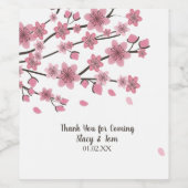 Cherry Blossom Tree Petals Pink Wedding Weinetikett (Einzelnes Label)