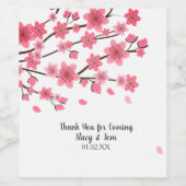 Cherry Blossom Tree Petals Pink Wedding Wine Label Weinetikett (Einzelnes Label)