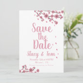 Cherry Blossom Tree Petals Save the Date Einladung (Stehend Vorderseite)
