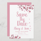 Cherry Blossom Tree Petals Save the Date Einladung (Vorne/Hinten)