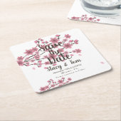 Cherry Blossom Tree Petals Save the Date Rechteckiger Pappuntersetzer (angewinkelt)