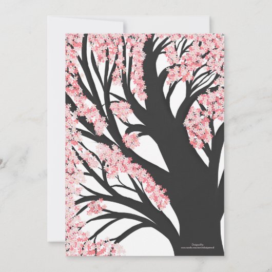 Cherry Blossom Tree Pink Blume Einladung (Rückseite)