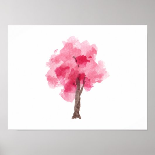 Cherry Blossom Tree Pink Wasserfarbe Poster (Vorne)