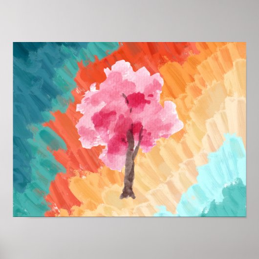 Cherry Blossom Tree Pink Wasserfarbe Poster (Vorne)