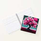 Cherry Blossom Tree Synthwave 803 Notizblock (Innenseite)