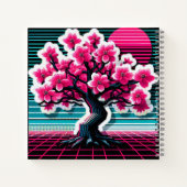 Cherry Blossom Tree Synthwave 803 Notizblock (Rückseite)