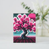 Cherry Blossom Tree Synthwave 803 Postkarte (Stehend Vorderseite)