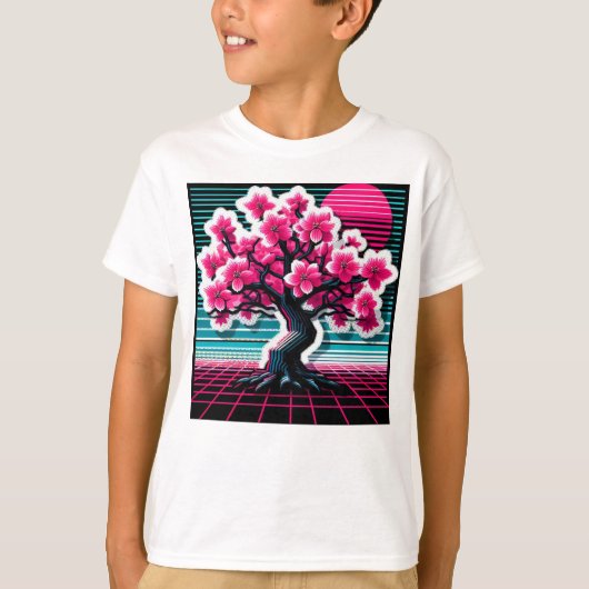 Cherry Blossom Tree Synthwave 803 T-Shirt (Vorderseite)