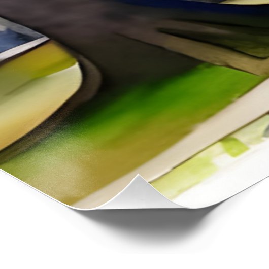 Cherry Blossom Tree und Pavillon Wasserfarbe Poster (Ecke)