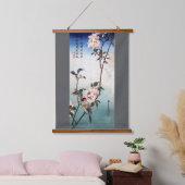 Cherry Blossom Tree with Swallow, Hiroshige Wandteppich Mit Holzrahmen (Schlafzimmer)