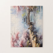 Cherry Blossom Trees Japanischer Garten Puzzle (Vertikal)
