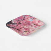 Cherry Blossom Trees Pink Floral Painting Pappteller (Gewinkelt)