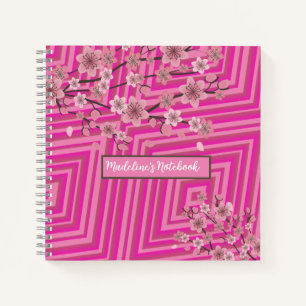 Cherry Blossom Trippy Gradient Ombre Streifen pink Notizblock