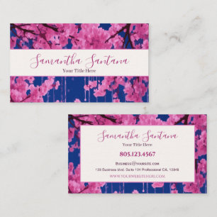 Cherry Blossom Tropfen Blue Background Visitenkarte