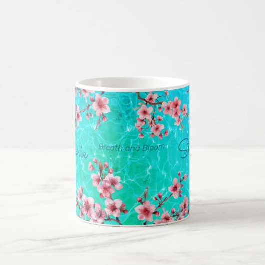 Cherry Blossom Tropischer Ozean Kaffeetasse (Mittel)