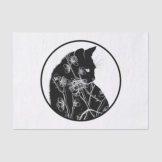 Cherry Blossom und Black Cat Floral Muster Seidenpapier