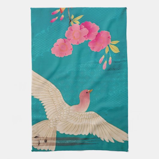 Cherry Blossom und Dove Geschirrtuch (Vertikal)