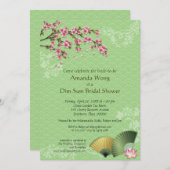 Cherry Blossom und Fans Dim Sum Jade Brautparty Einladung (Vorne/Hinten)